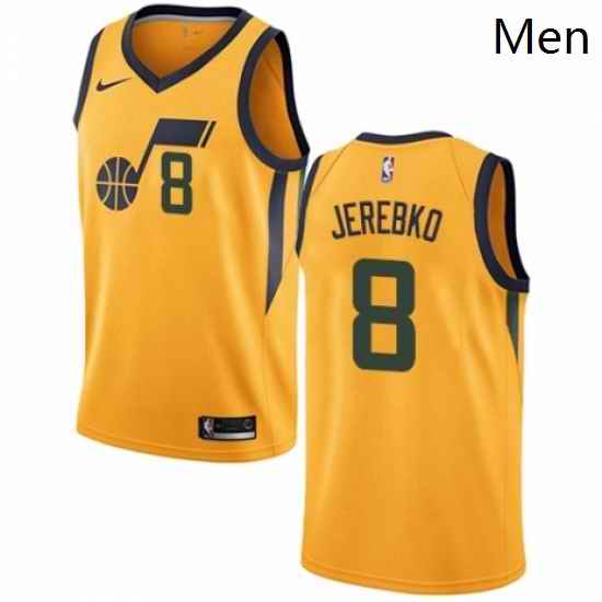 Mens Nike Utah Jazz 8 Jonas Jerebko Authentic Gold NBA Jersey Statement Edition